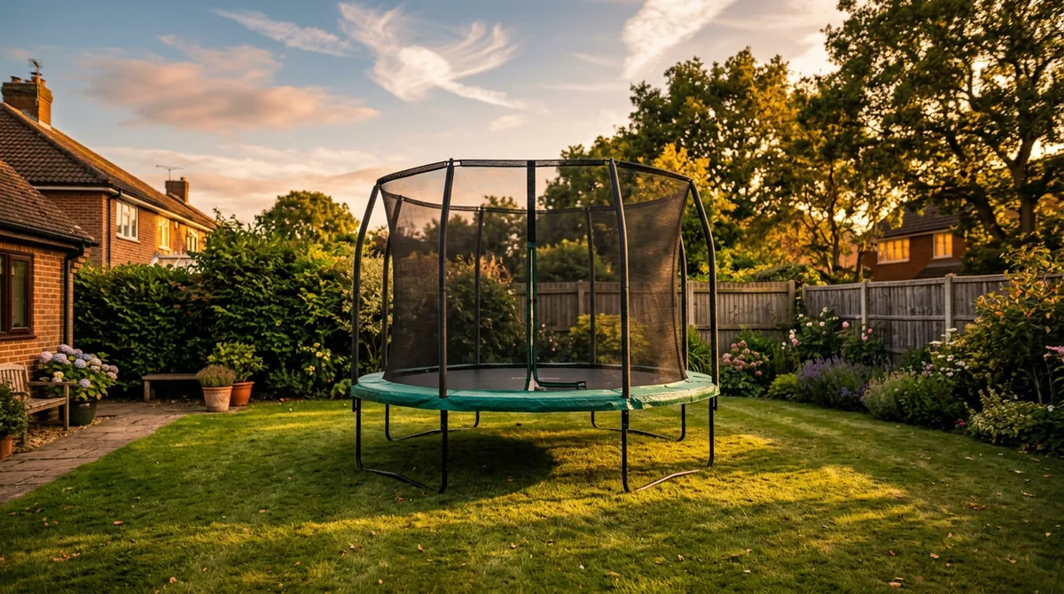 10ft Kanga trampoline in evening golden light